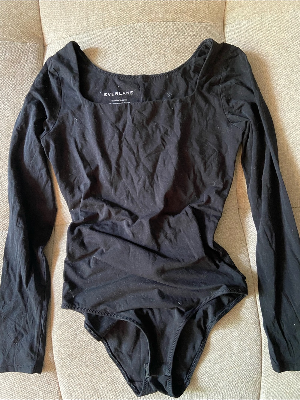 Everlane Black Long-Sleeve Scoop Bodysuit
